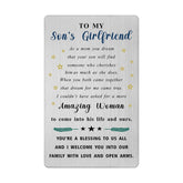 Sons Girlfriend Valentines Day Gifts From His Mom, Gifts For My Sons Girlfriend Birthday Graduation Easter Card