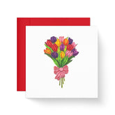 Happy Valentine Day Card, Tulip Flower Cards, Quilling Art For Love Friend Mom Anniversary, Birthday, Thank You, Thinking Of You With Envelop (Colorful Bouquet)