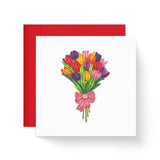 Happy Valentine Day Card, Tulip Flower Cards, Quilling Art For Love Friend Mom Anniversary, Birthday, Thank You, Thinking Of You With Envelop (Colorful Bouquet)