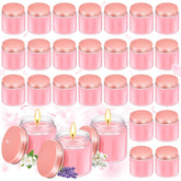 24 Pcs Mini Mason Jar Candles Bulk 4 Oz Scented Wax Candles Gift Small Soy Scented With Lid Valentines Day Party Decoration For Birthday Baby Shower Wedding, Freesia, Jasmine, Lavender(Pink)