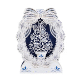 3D Pop-Up Greeting Cards 3D Hollowed Out Paper Carved Christmas Greeting Card, Exquisite And Collectible Christmas Greeting Cards Innovative Wreath + Christmas Tree Style, Suitable For Office Ornaments, Holiday Gifts, Home Decoration (Blue - Wreath)