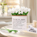 30Pcs Fake Tulips Artificial Flowers With Stems Faux Tulips Bouquet Real Touch Flower For Wedding Home Kitchen Spring Easter Mother'S Day Floral Arrangement Decor (White)