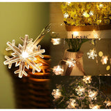 Snowflake Plug In String Lights, 10Ft 20 Led Fairy String Lights Warm White For Christmas Party Home Indoor Outdoor Deco
