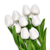 10Pcs White Artificial Flowers Fake Tulips 13" Silk Flower For Home Kitchen Wedding Decor Bouquet Decorations Office Floral Arrangements