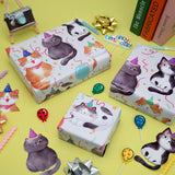 Cat Birthday Wrapping Paper - Happy Birthday - Funny Wrap For Girls Boys Women Baby Shower Holiday - 20 X 28Inch Per Sheets (6 Sheet)