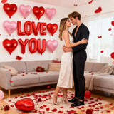 12 Pcs Red And Pink Heart Balloons - 18 Inch, Heart Foil Balloons Love Balloon Valentines Day Balloon For Wedding Engagement Birthday Party Bridal Shower Decorations