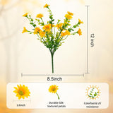 Artificial Mums Fall Fake Flowers For Outdoors, 10 Bundles Faux Mums Autumn Decorations,Uv Resistant Silk Flowers Plastic Plants For Outside Front Porch Garden Patio Home Planters Decor (Yellow)
