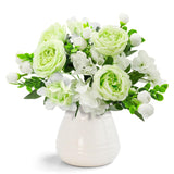 2 Packs Peonies Artificial Flowers,Silk Fake Peonies Faux Peonies Bouquet For Centerpiece Table Wedding Party Home Decor (2, White Green, Large)