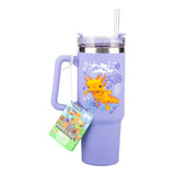 Paladone Minecraft Axolotl 900 ml Purple Insulated Cup and Straw, Officially Licensed Quencher Travel Cup with Handle for Iced Tea or Coffee, Gaming Merchandise