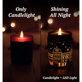 Merry Christmas Candles With Warmer Led, Christmas Decor Gifts Winter Candle With Apple Spice Scent, Apple Candles Over 40 Hours Burn Time, Home Decorations Indoor, 100% Soy Wax,Black