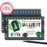 Ugly Sweater Christmas Games 20 Holiday Voting Cards 2" X 3" Double-Sided Party Game Cards For Themed Christmas Party, Fun Activity, Cute Festive Design, Made In Usa By
