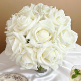 10Pcs Artificial Roses Single Stem, 10.2 Inch White Roses Artificial Flowers, Silk Fake Rose Flower, Real Touch Faux Rose Flowers With Stems For Wedding Centerpieces Party Birthday Home Decor