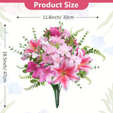 10 Pcs 18.5” Pink Artificial Fowers Silk Fake Lilies Pink Flower Bouquet Fake Spring Flowers Floral Arrangements For Valentine'S Day Decoration Home Wedding Table Centerpieces Decor