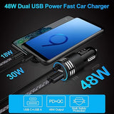 48W USB C Car Charger with Built In 30W Type C Cable Fast Charging for Samsung Galaxy