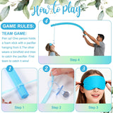 64 Pcs Pacifier Hunt Games Funny Pacifier Fishing Game Set With 50 Acrylic Pacifiers Eye Mask Foam Stick Wooden Sign Ribbon For Gender Reveal Birthday Party Favor Activity Decoration Supplies