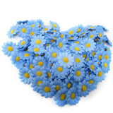 100Pcs 4Cm/1.57Inch Fabric Daisy Flower Heads Artificial Fake Flowers Heads For Wedding Party Decorations (Blue)