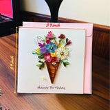 Quilling Cards 3D Birthday Cards, Handmade Paper Quilled Card, Handcrafted Quilling Card For Women, Kids And Special Family (Ice Cream)