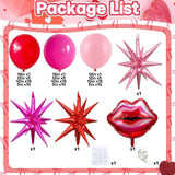 Valentines Balloon Arch Kit, Red Pink Valentines Day Balloon Garland With Foil Lips Star Balloons For Women Girls Birthday Bachelorette Bridal Shower Wedding Engagement Anniversary Party Decorations