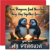 Penguin Valentine'S Day Card - You Are My Penguin - Cute Romantic Anniversary Card For Girlfriend Boyfriend Wife Husband Partner Friend Him Her, 5.7 X 5.7 Inch Anniversary Greeting Cards For Fiancee