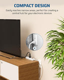 4 Outlet Power Strip 2FT Cord 15A 1875W Flat Angled Plug White