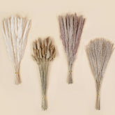 130Pcs Dried Pampas Grass Bulks Fall Decor, 18" Natural Bunny Tail Grass, Boho Rustic Bouquet, Fall Decorations For Home, Farmhouse Table Vase & Wedding Decor