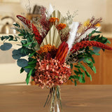 Natural Dried Flower Bouquet - Boho Pampas Grass & Eucalyptus Decor, Preserved Plants Bundle For Vases, Rustic Floral Arrangements For Home Wedding Table Centerpiece Decorations