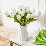 Artificial Tulips 20 Stems White Silk Flowers For Valentine'S Day And New Year Decorations Wedding Home Decor
