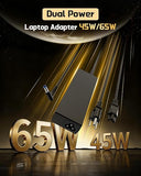 HP 65W 45W Smart Blue Tip Laptop Charger AC Power Adapter Supply