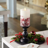 Embedded Flameless Led Candle - Red Berry 3.5" X 6.5" - Moving Flame Pillar Battery Operated Timer, Real Wax Unscented, Safe