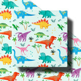 Dinosaur Wrapping Paper Roll For Boys, Mini Roll, Colorful Dinosaur Gift Wrap With Palm Tree And Footprint Design, Perfect For Kids' Birthday, Dino Party, Baby Shower, 17 Inches X 16.4 Feet