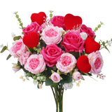 Artificial Valentine Flowers Silk Rose Peony Bouquets Red Pink Faux Flowers Spring Floral Arrangements For Home Wedding Bride Table Centerpiece Valentine'S Day Decor