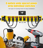 Heavy Duty Power Strip Surge Protector 8 Outlets 6FT Extension Cord Individual Switch Yellow