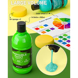 18 Colors Large Washable Paint Set For Kid (8.4Oz,250 Ml), Acrylic Bulk Paint Supplies Non Toxic Children Tempera Paint For Art, Craft Diy, Poster & Finger Paint, School, Home,Classroom, Party