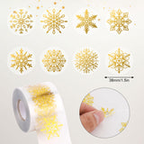 500Pcs Snowflake Stickers, Foil Stamping Process Christmas Snowflake Stickers Roll 1.5In Gold Snow Flake Window Clings Round Winter Snowflake Decals For Xmas Winter Decoration Envelope Seal