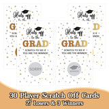 30 Cards Scratch Off Graduation Party Game, Class Of 2025 Door Raffle Grad Games, Graduation Parties Supplies Favor Decorations (White Gold)