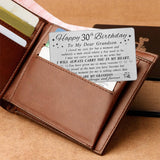 30Th Birthday Card For Grandson - Grandson 30Th Birthday Card - Birthday Gifts For 30 Year Old Grandsons Turning 30 - Personalized Metal Engraved Wallet Cards