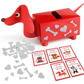 Valentines Day Boxes For Kids Classroom, 33 Pack Valentines Day Cards For Kids School With Diy Dog Puppy Mailbox For Class Cards Exchange, Craft Party Favor For Boy Girl, 1 Teacher Card Contained