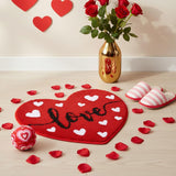 Valentines Day Bath Rug Heart Shaped Non Slip Mat Indoor Entryway Floor Rug For Entrance Outside Home Kitchen Living Room Bathroom Decor 23.6”X23.6”