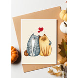 -Cats Cuddling Anniversary Card, Valentines Day Card For Him Her, Lovely Mother'S Day Father'S Day Card