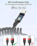 2 Pack Coiled USB to Lightning Cable Retractable iPhone Charger Cord MFi Certified