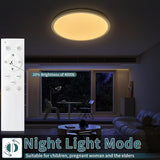 15.4 Inch Modern LED Ceiling Light 4500LM Dimmable Flush Mount with Remote