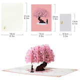 Couple Peach Blossoms Pop Up, Paper Flower Bouquet Greeting Card With Blank Note Card & Envelope, Gift For Celebrate Love, Birthday, Anniversary, Valentine'S Day, Wedding, Engagement, Bridal Shower