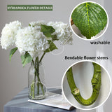 2Pcs Long Stem Big Size Flowers Artificial Silk Hydrangea Lifelike Flowers Real Touch White Artificial Flowers Wedding Shower Bride Bouquets Office Living Room Table Decorations (21 Inch)