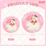 48Pcs Pink Christmas Party Plates Santa Claus Disposable Paper Plates Merry Christmas Snowflake 9" And 7" Dinner Dessert Plates For Winter Xmas Holiday Party Supplies Decor