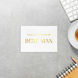Best Man Thank You Card, Gold Foil Thank You For Being My Best Man Wedding Card