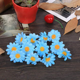 100Pcs Artificial Gerbera Flower Artificial Daisy Flowers Heads For Party Wedding And Diy Crafts(Light Blue)