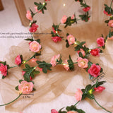 30 Led Rose Flower String Lights 8.2Ft Artificial Flower Garland With Lights Hanging Fake Rose Flower Vine Lights For Garden Wedding Party Decor Birthday Bedroom Wall Decor
