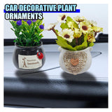 2Pcs Cute Flower Bouquet In Pottery Vase Car Dashboard Ornament For Women Interior Aesthetic, Miniature Artificial Plant Car Center Console&Dashboard Decoration For Home Office (Purple/Beige)