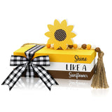 Valentine'S Day Tiered Tray Decorations Faux Books Bundle With Ribbon Red Truck Wood Book Stack Table Decoration Centerpiece Sign For Home Shelf Office Mantel Gift(Sunflower)