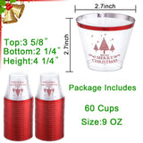 60Pcs Christmas Party Cups, 9Oz Merry Christmas Cups, Christmas Disposable Plastic Cups For Daily Use, Holiday Party Supplies